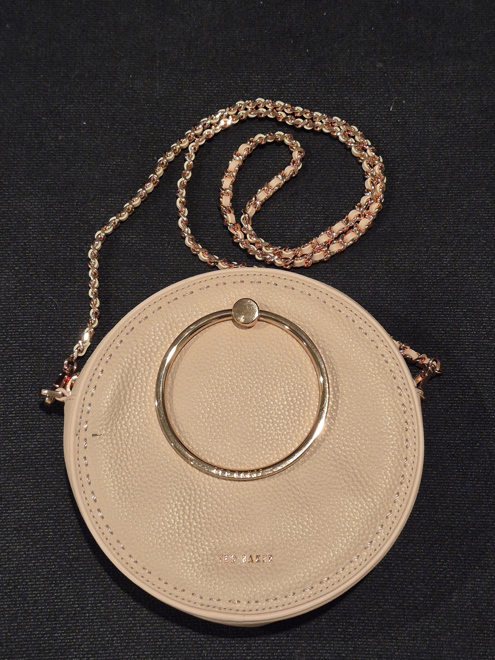Ted Baker Blush PIink Round Crossbody Bag with Gold Ring